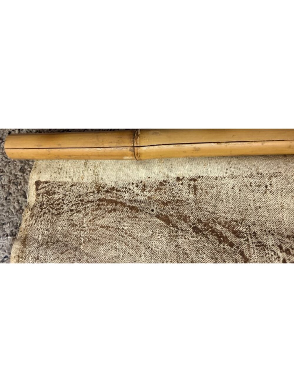 Vintage Hand Painted Textile Wall Hanging Bamboo Scroll Used - Picture 10 of 13